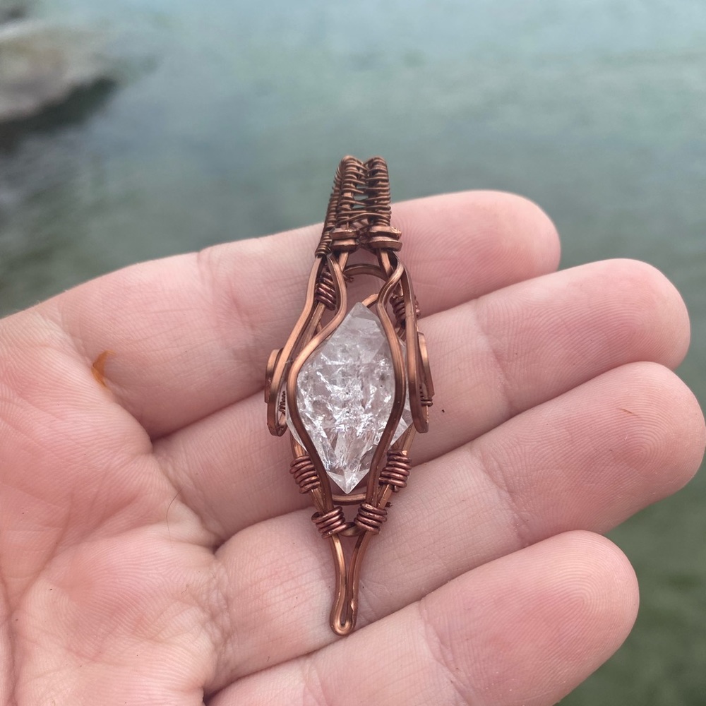 Herkimer diamond wire wrapped necklace